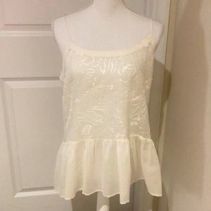 NWT Ann Taylor Loft Spaghetti Strap Embroidered Top L